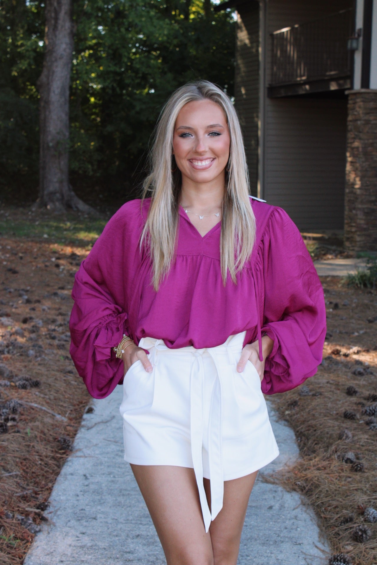 Ruffle Peasant Top- Berry