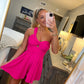 One Shoulder Romper- Hot Pink