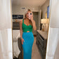 Color block Maxi Dress- Green/Blue
