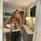 Velvet Strap Top- Cream/Black