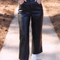 Wide Leg Leather Pant- Black