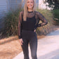 Mesh Cropped Long Sleeve- Black