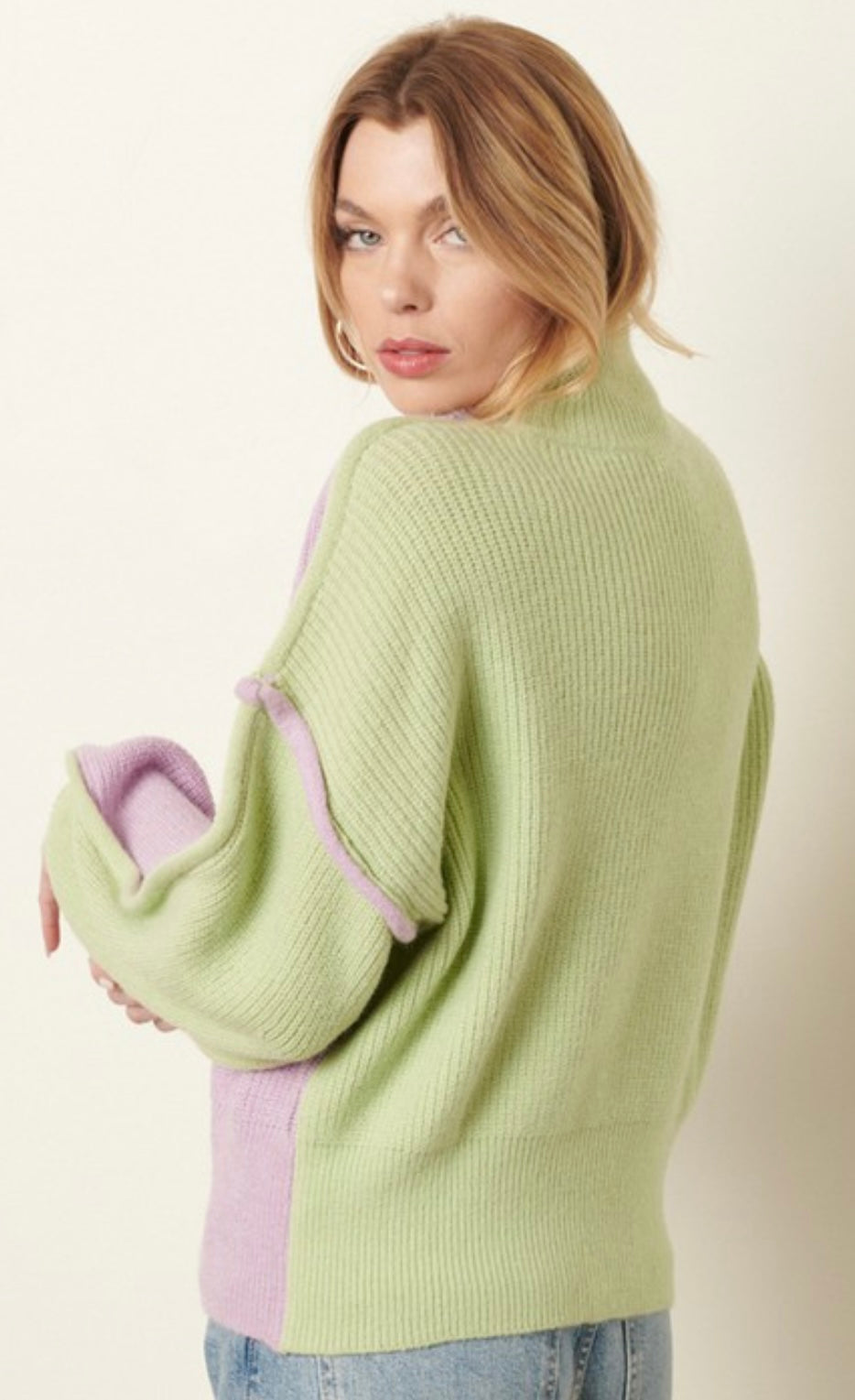 Amelia Sweater- Purple/Lime