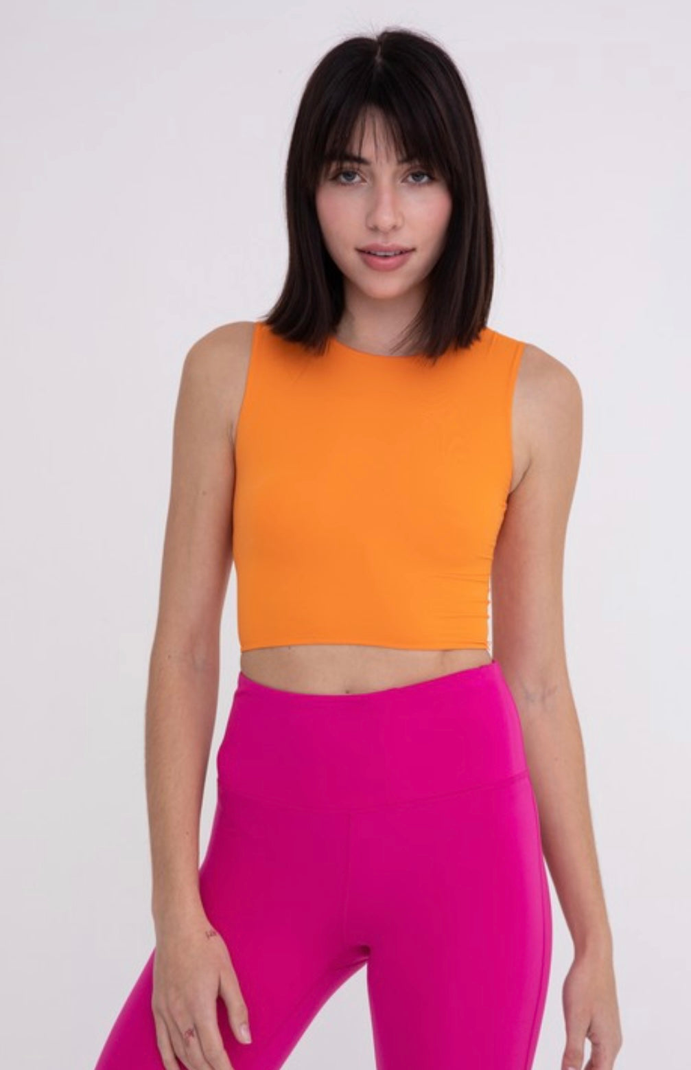 Cropped Fitted Tank- Orange