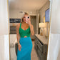 Color block Maxi Dress- Green/Blue