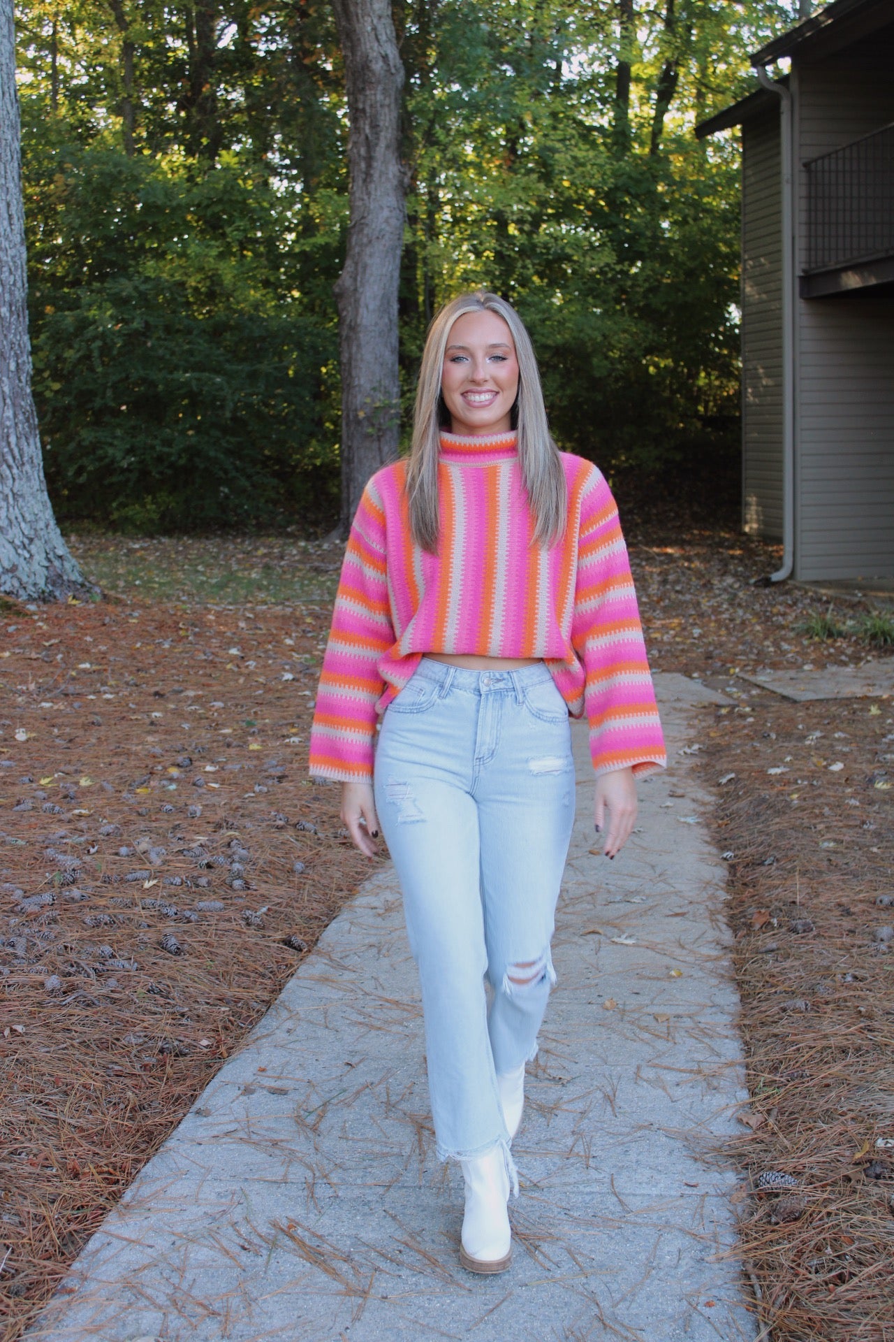 Madison Sweater- Pink/Orange