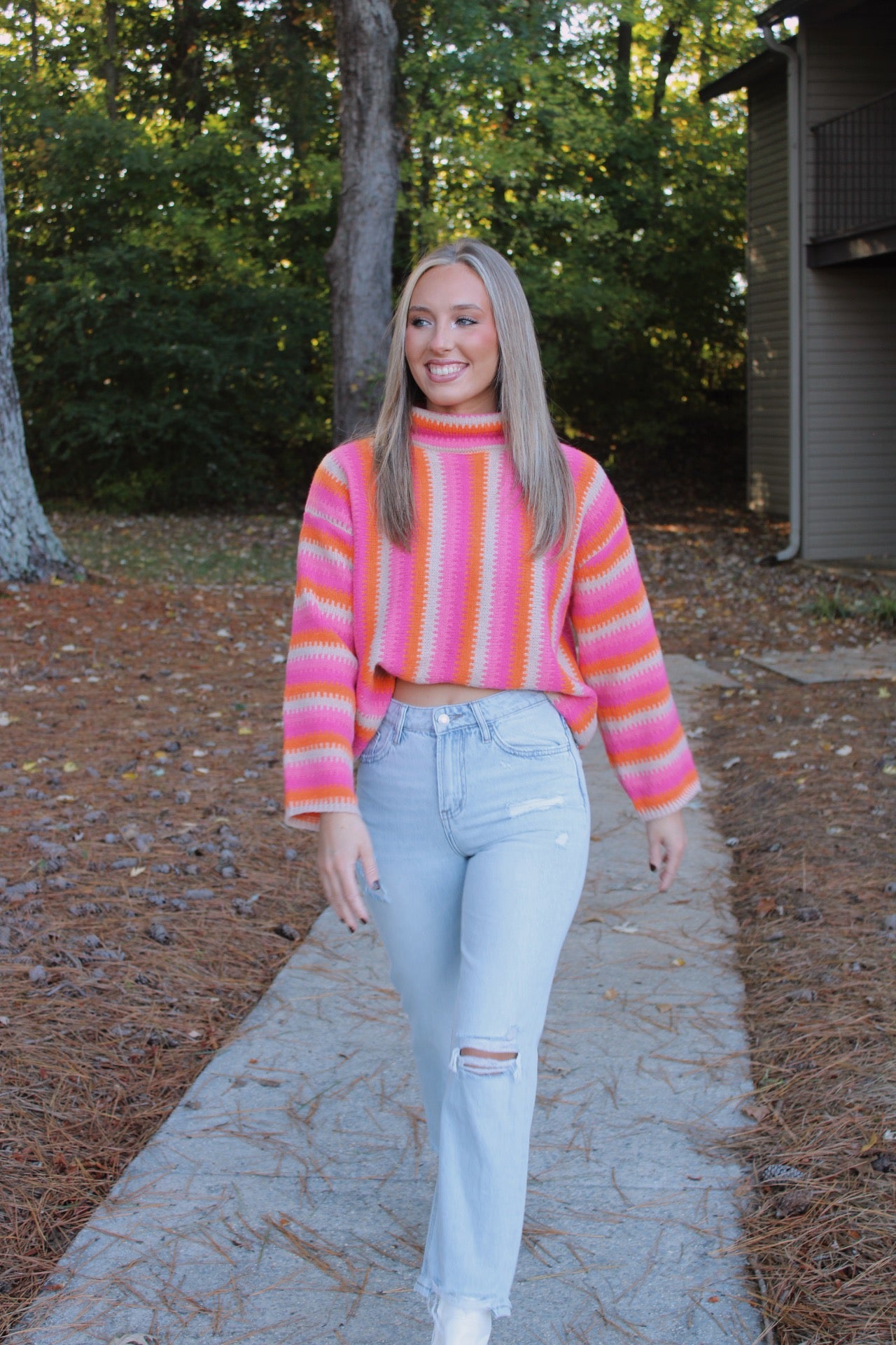 Madison Sweater- Pink/Orange