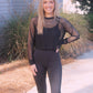 Full Length Flare Bodysuit- Black