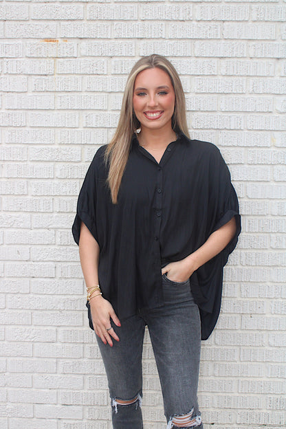 Oversized satin top- Black